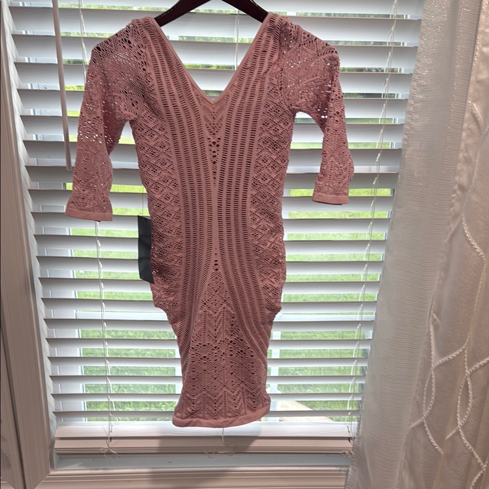bebe Chic Pink Long Sleeve Knit Dress